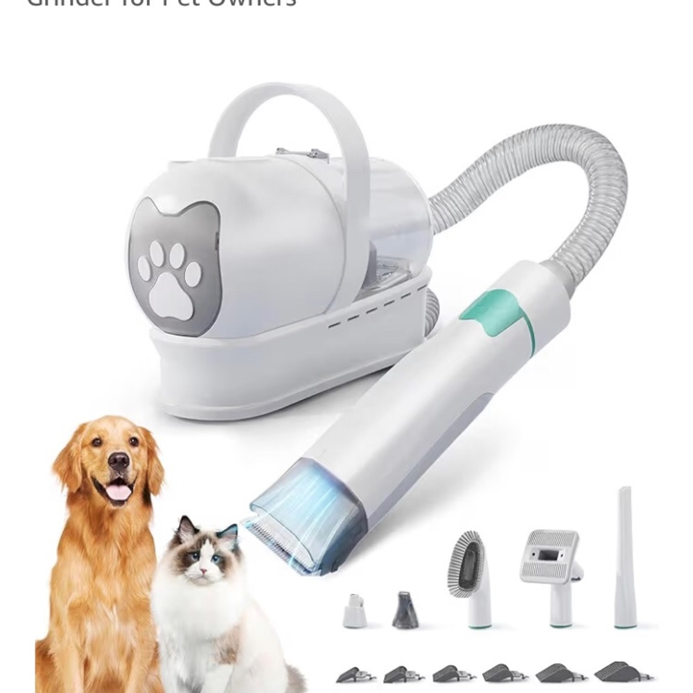 Pet Grooming Vacuum Kit, Dog & Cat  with 6 Grooming Tool & Nail Grinder